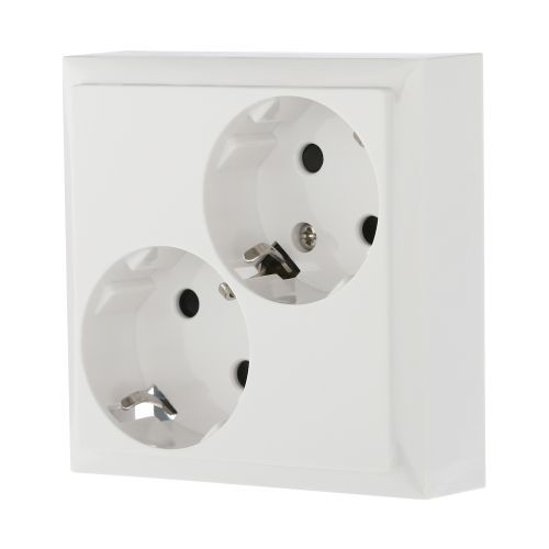Розетка двойная  с з/к. со шторками (бел.) LK60 (20шт) 1кор.=200шт