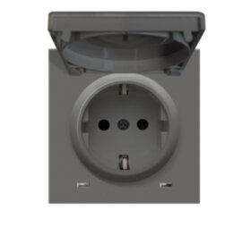 Накладка для розетки Schuko с заземлением, с крышкой, 16A 250 В~, матовый шоколад