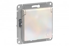 Механизм розетки 1-м с/з защитной шторкой и крышкой жемчуг AtlasDesign