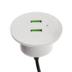 Розетка в стол LPA-90, 2 USB, 3 А, кабель 1.8 м, со съемной вилкой 5В/2А, белая   7871447