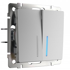 WL Выключатель 2кл с подсветкой (серебряный)