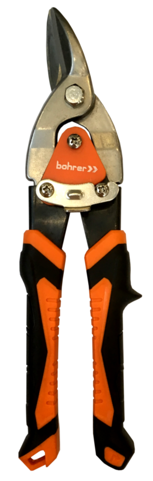 Ножницы по металлу Bohrer 250 мм CR-V (левые) (хол.сталь до 1,2 мм; нерж.сталь до 0,7 мм) двухкомпонентные рукоятки (50/5/1)