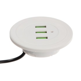 Розетка в стол LPA-91, 3 USB, 3 А, кабель 1.8 м, со съемной вилкой 5В/2А, белая   7871448