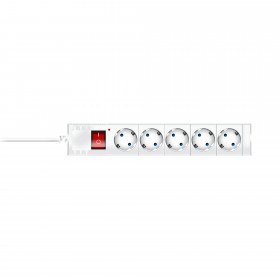REV Сетевой фильтр 5 гнезд, с выключателем, с заземлением, со шторками,3 м, цвет белый(30)
