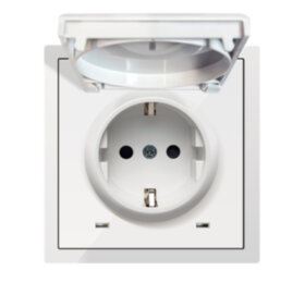 Накладка для розетки с заземлением, с крышкой, белый