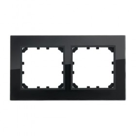 Рамка 2-постовая из натурального темного стекла LK60  (1/10шт) 1кор.=100/96шт