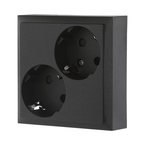 Розетка двойная  с з/к. со шторками (черн. бархат) LK60 (20шт) 1кор.=200шт