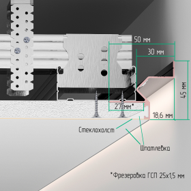 Парящий профиль для гипсокартона #innov_rise, L=2000мм, RAL9005 черный муар