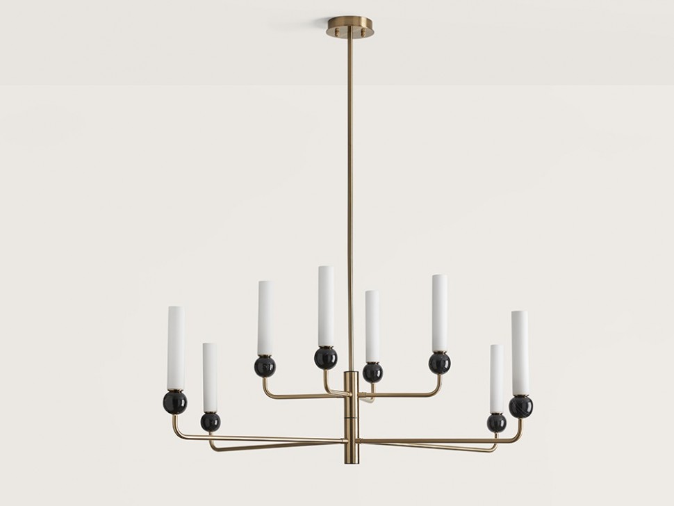 Люстра Delie 8L золотая - черный мрамор (В.60-120d125 Вес 8,5кг; Кол-во лампочек 8 G9 40 Вт IP20;М