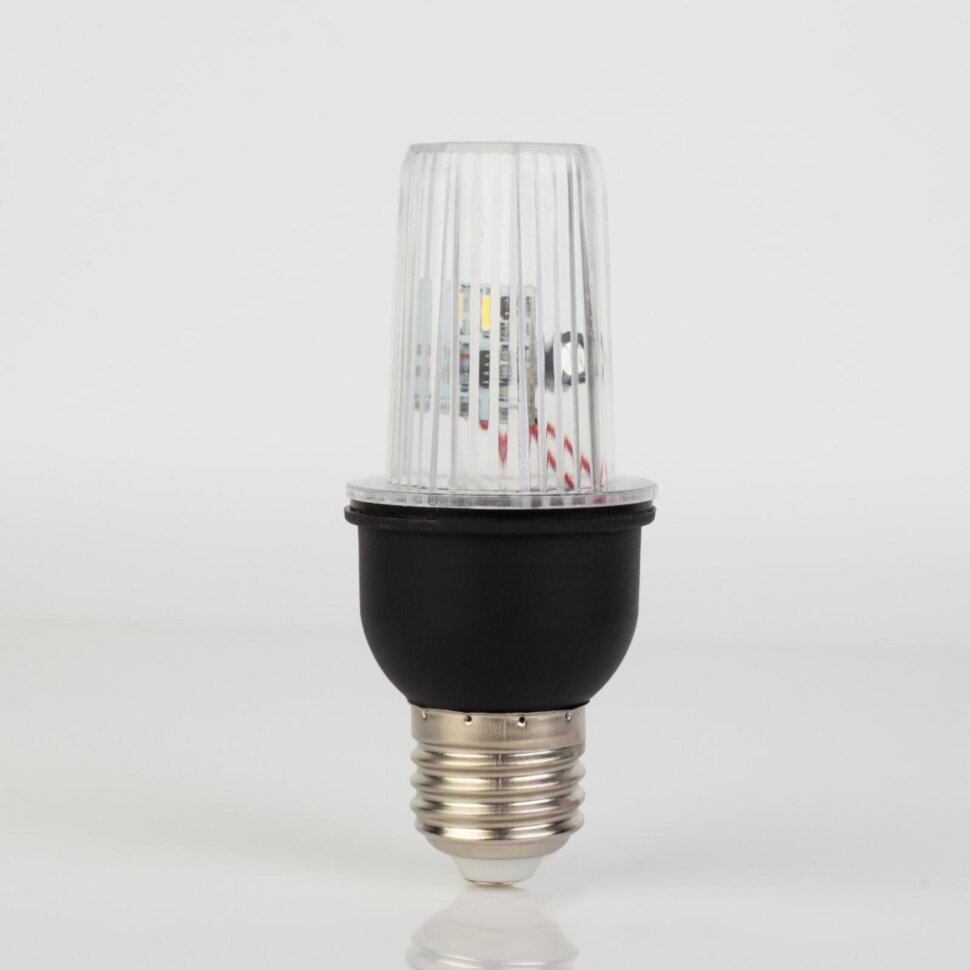 Лампа светодиодная Строб, прозрачная, Е27, 4LED, 3 Вт, 220 В, зеленое свечение   5080679