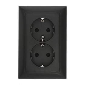 Розетка 2-х прямая с з/к со шторками (черн. бархат)  LK60 (8шт.) 1кор.=80шт.