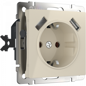 WL слоновая кость Розетка с/з и USBx2