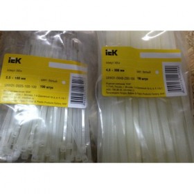 Хомут кабельный 7,6x350 мм, белый, нейлон, (100 шт), IEK (ИЭК), UHH31-D076-350-100