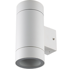 Ecola 8013A св-к прозр.цилиндр металл.белый матовый IP65 2*GX53 205x140x90 FW53C2ECH