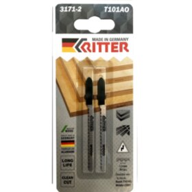 Пилки для лобзиков Ritter по дереву Т101AO CrV 75/50мм, шаг 1,3 мм 20 TPi (Чистый криволинейный рез) (2 шт. в уп.) (MPS, Германия)