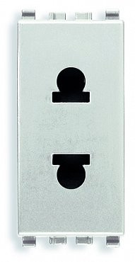 РОЗЕТКА SICURY 2P 16A USA+EU Ø4, СЕРЕБРО МАТОВОЕ