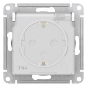 Механизм розетки 1-м СП AtlasDesign Aqua 16А IP44 с заземл. защ. шторки с защ. крышкой бел. SchE ATN440146