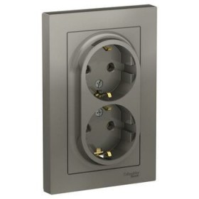 Розетка 2-м с/з сталь AtlasDesign