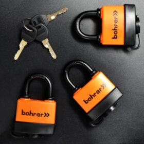 Набор замков "Мастер-Ключ" Bohrer МКВП-583 (влагозащищенные, 3 замка + 3 ключа, система 3 замка под 1 ключ) (блистер) (18/3/1)