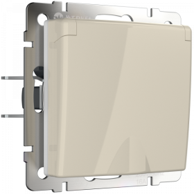 WL слоновая кость розетка с/з, с крышкой и шторками