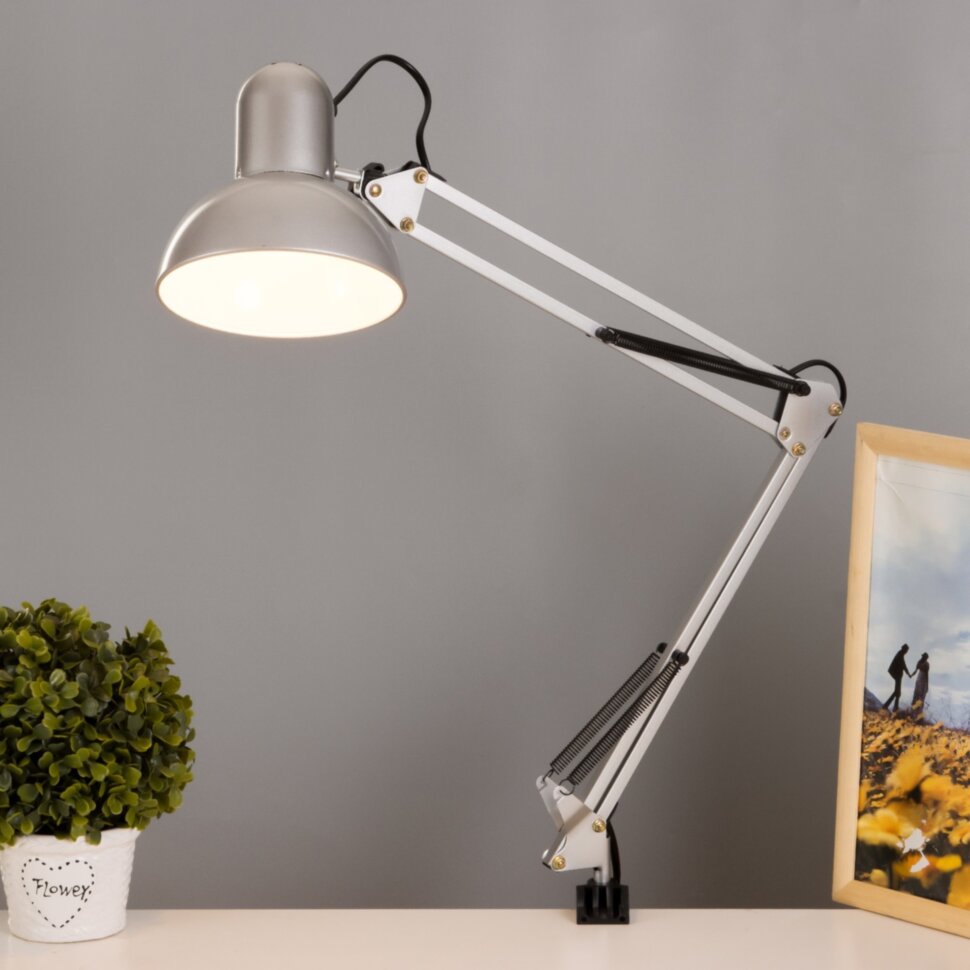 Лампа настольная на шарнире 800 "Крус, серебро" E27 40W RISALUX  2835503