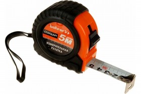 Рулетка Bohrer измерительная  Стандарт  5м х 25мм, с фиксатором, обрезиненный ударопрочный корпус (60/6/1)