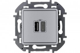 Устройство зарядное Inspiria с 2-мя USB разьемами A и C 240В / 5В 3000мА алюм. Leg 673762