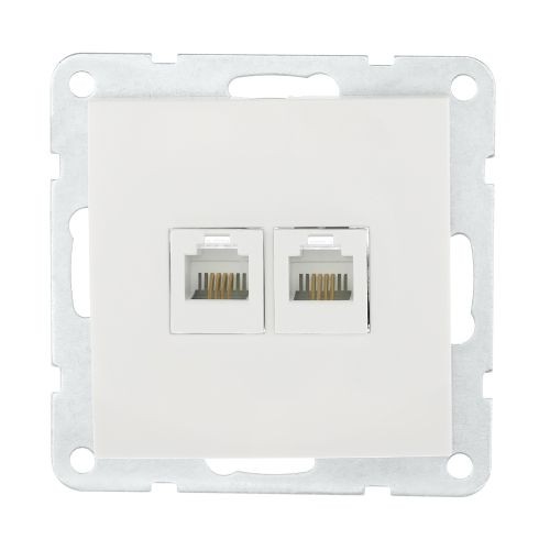 Накладка с суппортом розетки двойной компьютерной (бел.) БЕЗ разъема LK60 (25шт.) 1кор.=200шт.