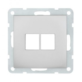 Накладка с суппортом розетки двойной компьютерной (сереб.металлик) БЕЗ разъема LK60 (25шт) 1кор.=200