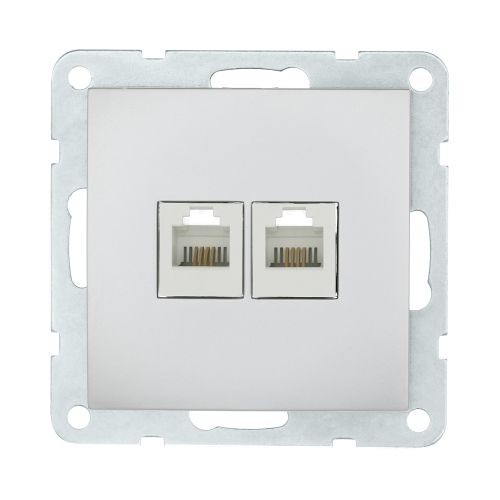 Накладка с суппортом розетки двойной компьютерной (сереб.металлик) БЕЗ разъема LK60 (25шт) 1кор.=200