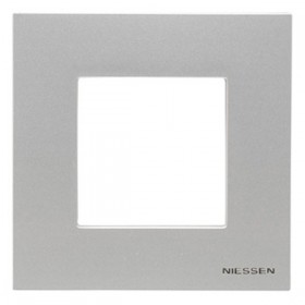 Abb NIE Рамка 1-постовая, 2-модульная, серия Zenit, цвет серебристый