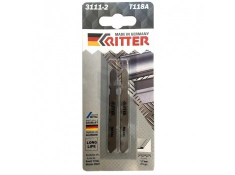 Пилки для лобзиков Ritter по стали Т118B HSS 75/50мм, шаг 2 мм 12TPi (2 шт. в уп.) (MPS, Германия)