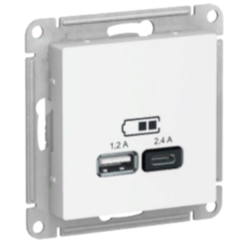 Механизм розетки USB+Type-C белый AtlasDesign