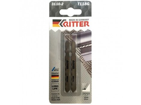 Пилки для лобзиков Ritter по стали Т118G HSS 75/50мм, шаг 0,9 мм 28TPi (2 шт. в уп.) (MPS, Германия)