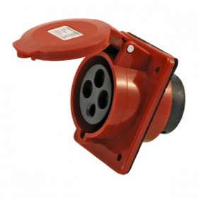 Розетка прямая стационарная защищенная внутренняя 3Р+РЕ 32А 380В IP44 (10шт.) 1кор.=120шт.