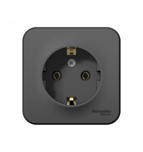 Розетка 1-м ОП Blanca 16А IP20 250В с заземл. без защ. шторок с изолир. пластиной антрацит SchE BLNRA010116