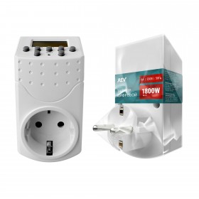 REV Таймер 'Промо', электронный, недельный 1800Вт. Инт: 1мин. 20 вкл/сутки. Белый. Термопак.