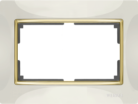 WL слоновая кость/золото рамка для 2-ной розетки WL03-Frame-01-DBL-ivory-G
