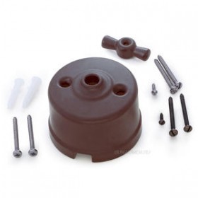 РЕТРО Корпус выключателя коричневый матовый с ручкой