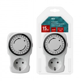 REV Таймер, механический, суточный 3680Вт. Инт: 30мин. 48 вкл/сутки. белый