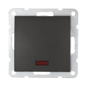 Выключатель 1-кл. c индикатором  (черн. бархат) LK60 (20шт) 1кор=200шт