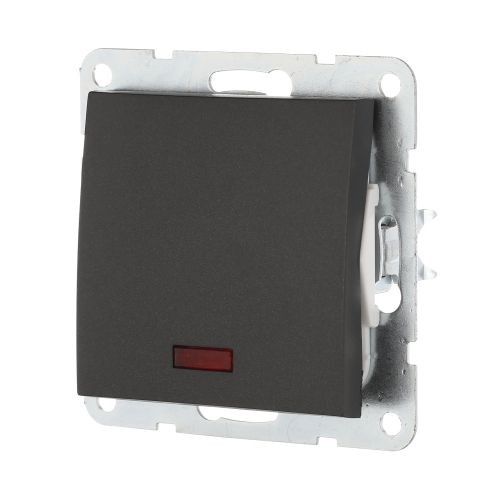 Выключатель 1-кл., c индикатором (сх.1L) 16 A, 250 B (черн. бархат) LK60 (20шт) 1кор=200шт