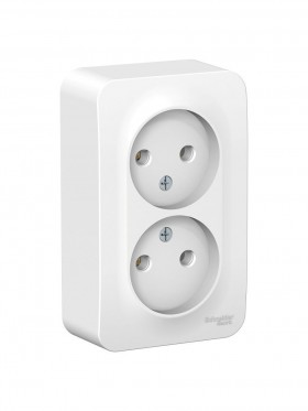 Розетка 2-м ОП Blanca 16А IP20 250В без заземл. без защ. шторок с изолир. пластиной бел. SchE BLNRA000211