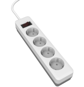 Удлинитель с сет/ф LEEK LE E1S ПВС 3х0,75 4роз. 5м 10А земля белый/серый (20)